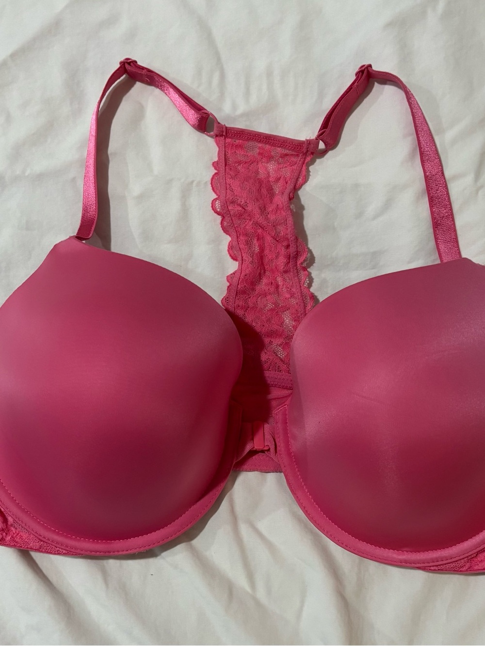 Victoria’s Secret Sleek Coral Lace-Back Front Closure Bra